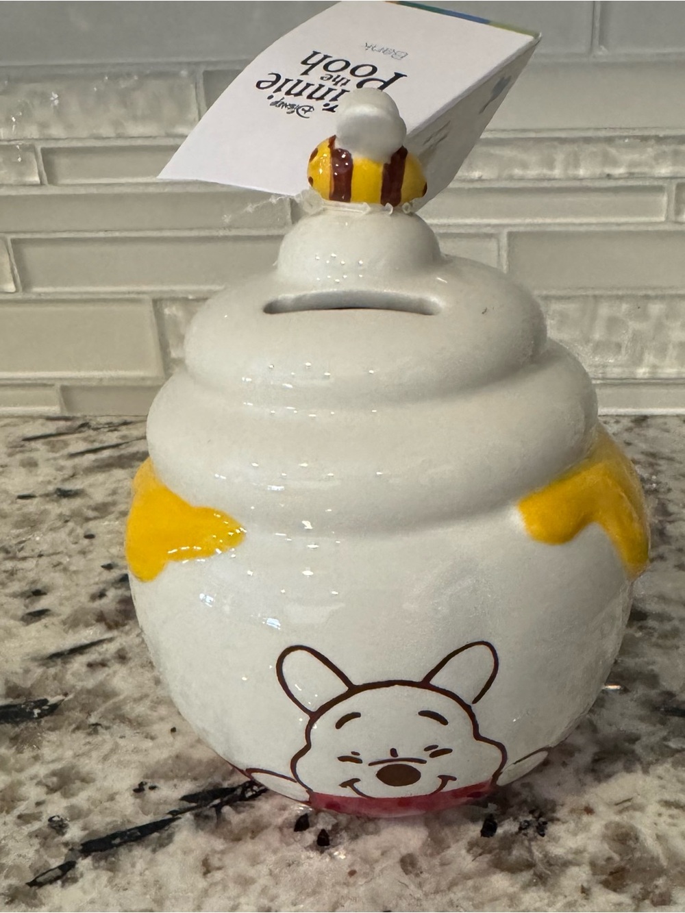 Disney Winnie the Pooh Honey Pot Piggy Bank - White & Yellow